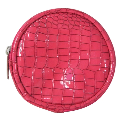 Arbeiten Sie Zipverschluss-Taschen-Rosa um, das runde einfache PU-Geldbörse Siebdruck-Drucken 9×3 cm tragen